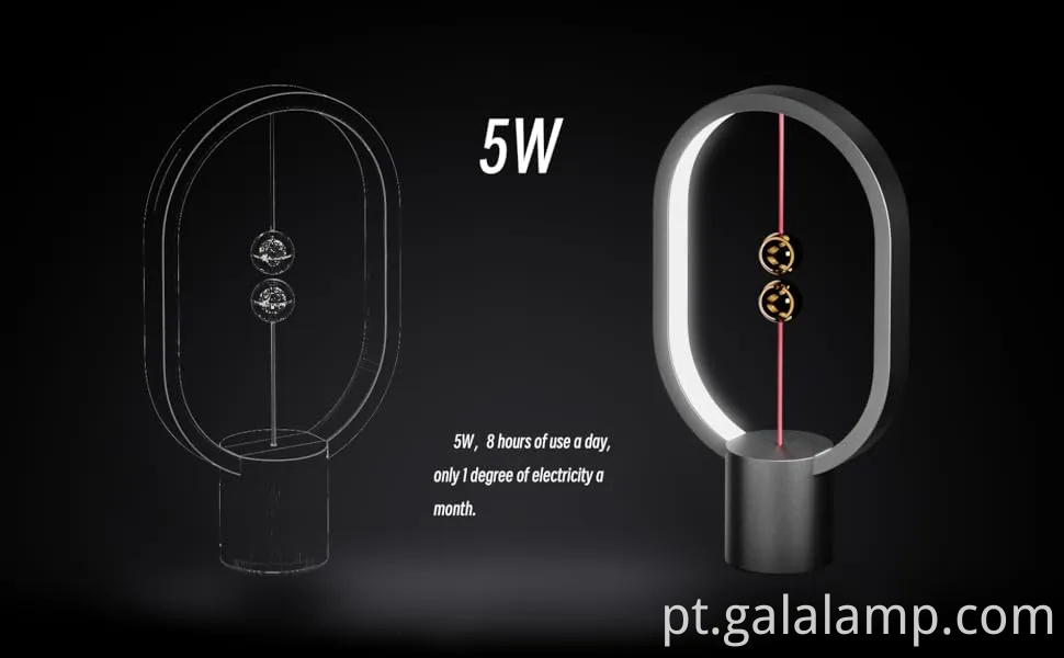 Lâmpada de mesa LED de balanço de Heng com design inovador no meio do ar